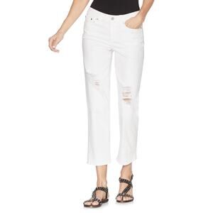 Vince Camuto White Ripped Cropped Jeans size 8